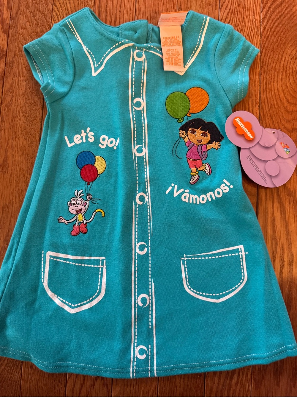 Turquoise Embroidered Dora the Explorer Balloon Dress 2008